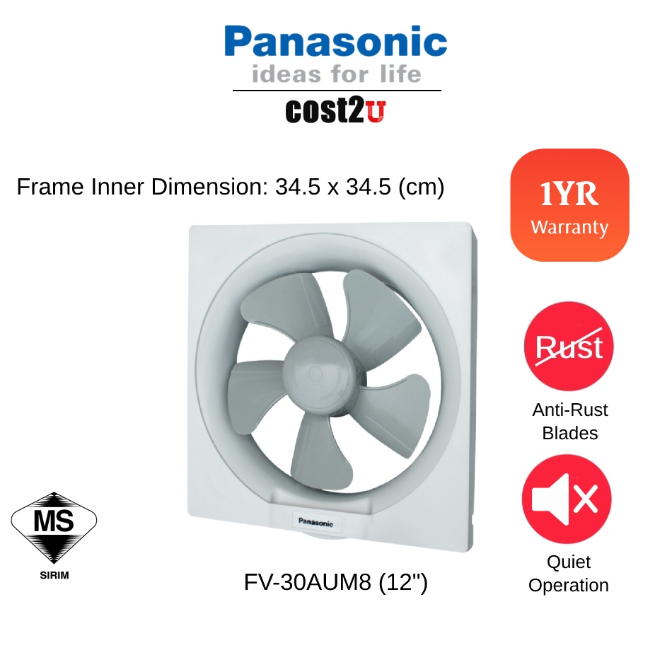 Panasonic Wall Mount Ventilation Fan 8" 10" 12" FV20AUM8 FV20AUM FV