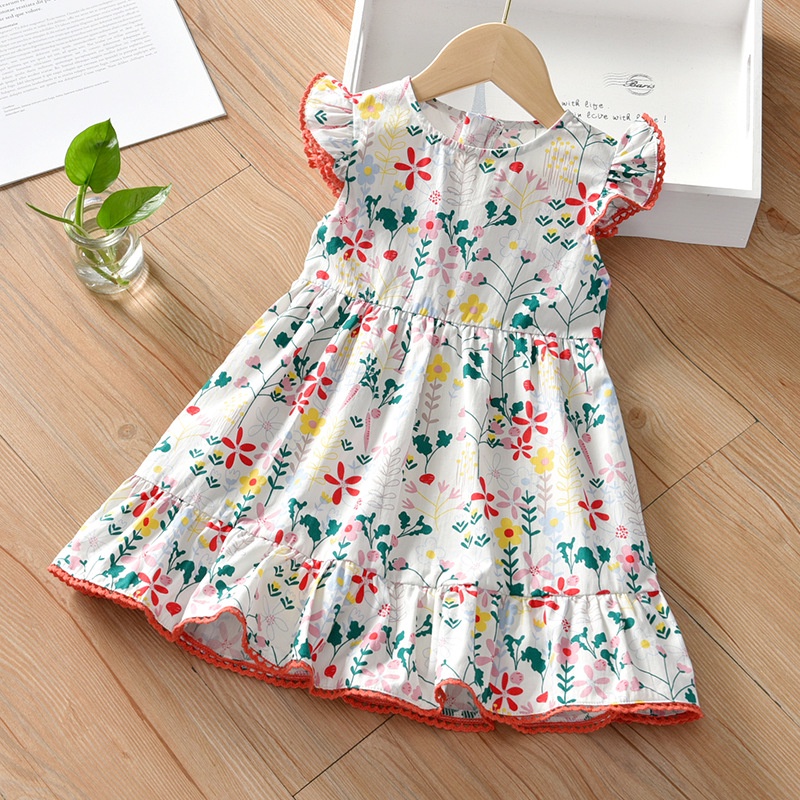 KIds Girls Floral Prints Dress Baby Fly Sleeve Dresses Clothes Shopee Malaysia