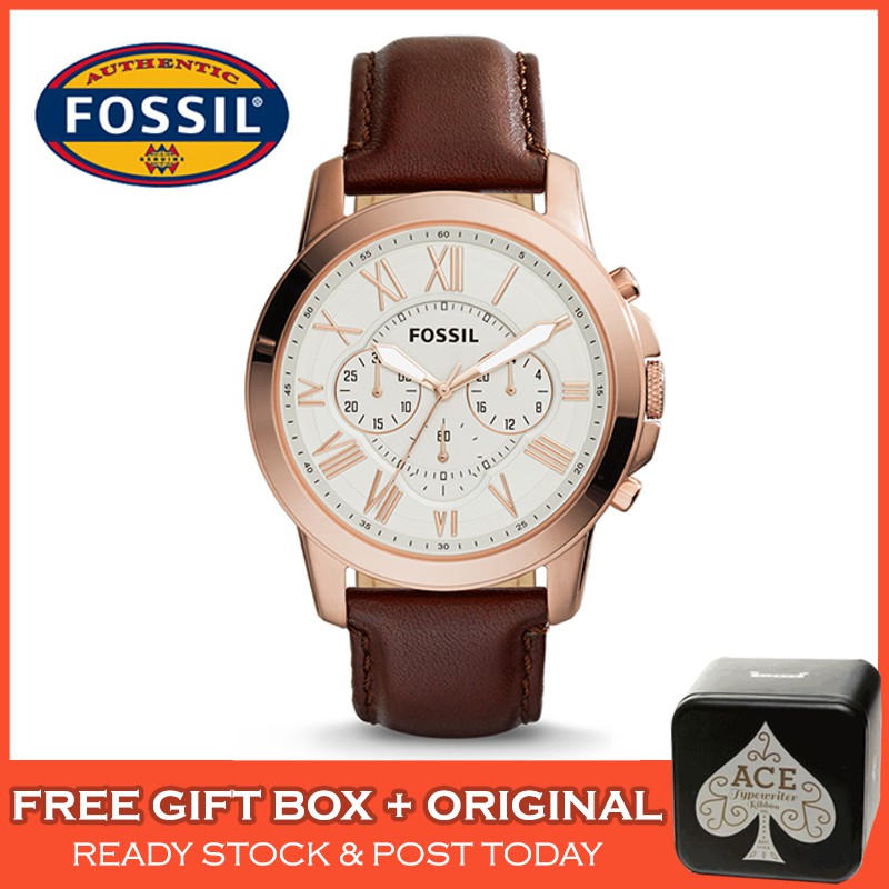 100 READY STOCK Fossil FS4991 Grant Chronograph Brown Leather Men Watch Watches Jam Tangan Lelaki Shopee Malaysia