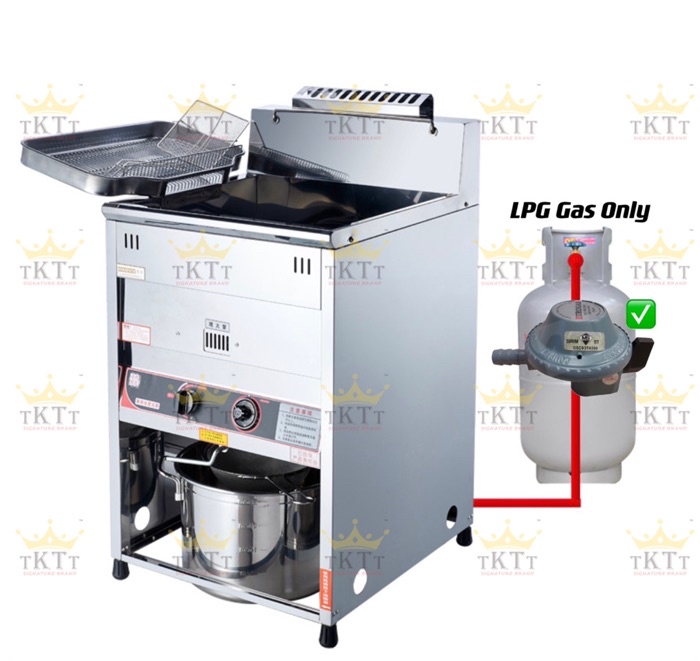 TKTT XL Commercial Gas Deep Fryer Stand Landed Automatic Temperature