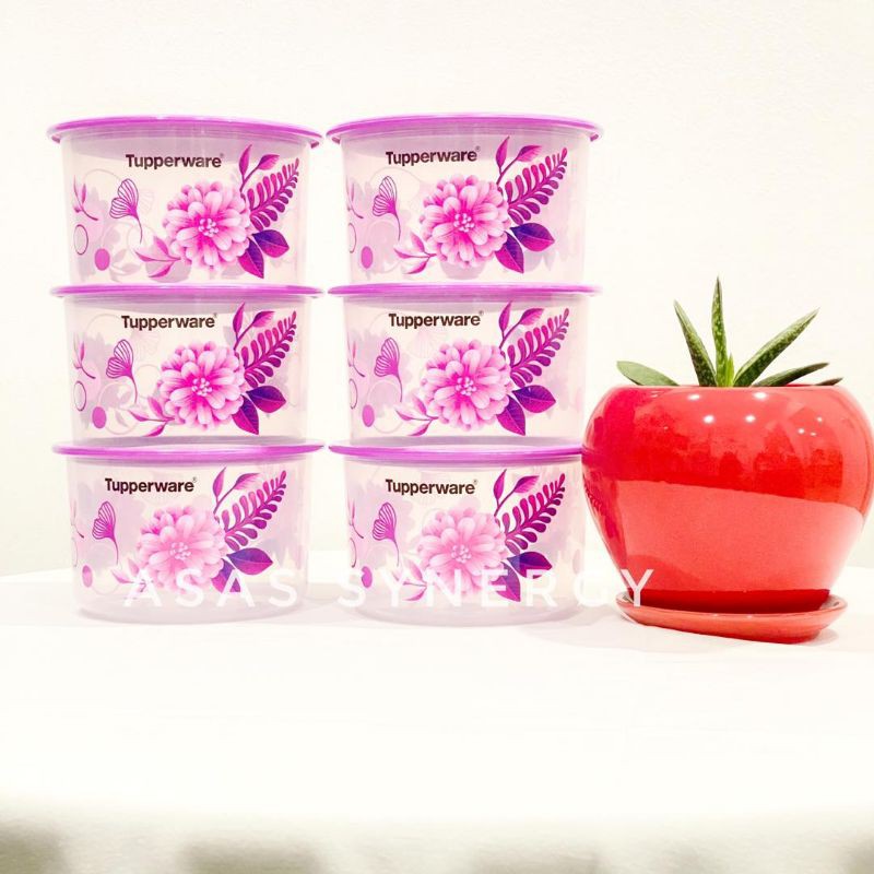 Tupperware One Touch Topper - Juego De 4 Botes Apilables Con Sello Negro