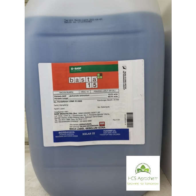 (+-20LIT) 100% ORIGINAL RACUN RUMPUT GLUFOSINATE AMMONIUM BAYER BASTA ...