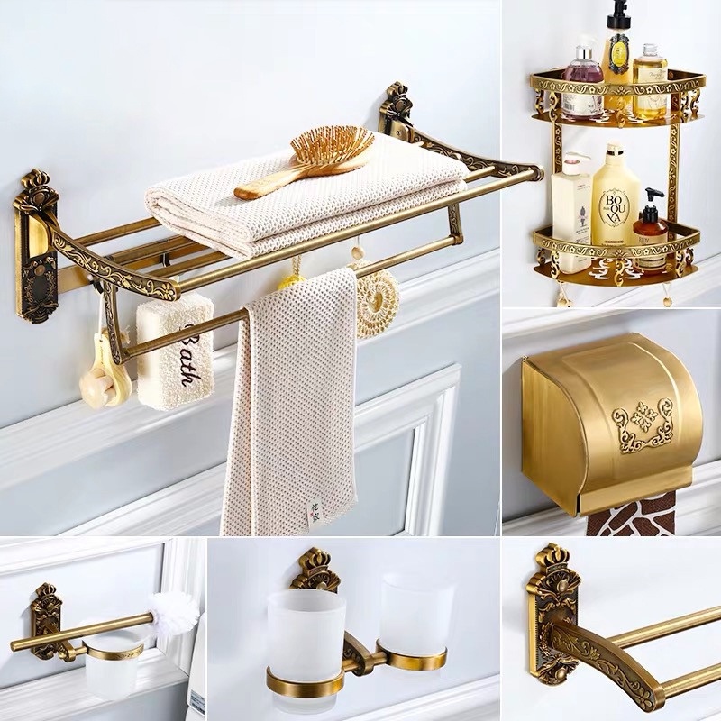 Luxury European Antique Bathroom Rack Towel Holder Tissue Holder Hair