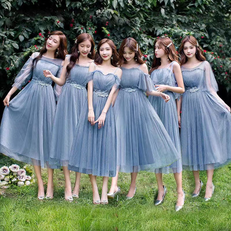 READY STOCK M XXL Size Women s Bridesmaid Dress Long Maxi Dresses Blue Gray Wedding Dinner Evening Party Pregnant Dress Shopee Malaysia