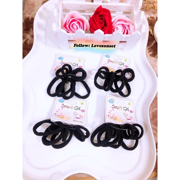 8pcs Getah Rambut Hitam Hair Ties Rubber band Ponytail Holders Hair ...