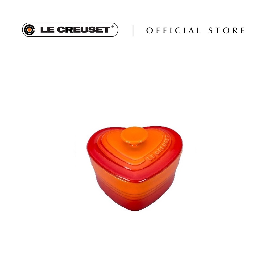 Le Creuset Stoneware Heart Shape Ramekin 300ml with Lid Flame
