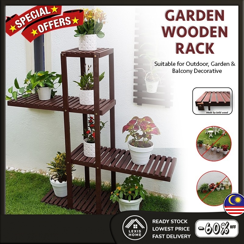 Lexis Multi Level Garden Wooden Flower Rack SMT13 Shopee Malaysia
