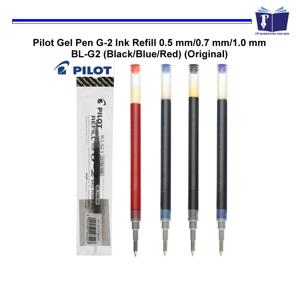 PILOT Gel Pen G-2 Ink Refill 0.5 mm/0.7 mm/1.0 mm BLS-G2 (Black/Blue/Red)  (Original)