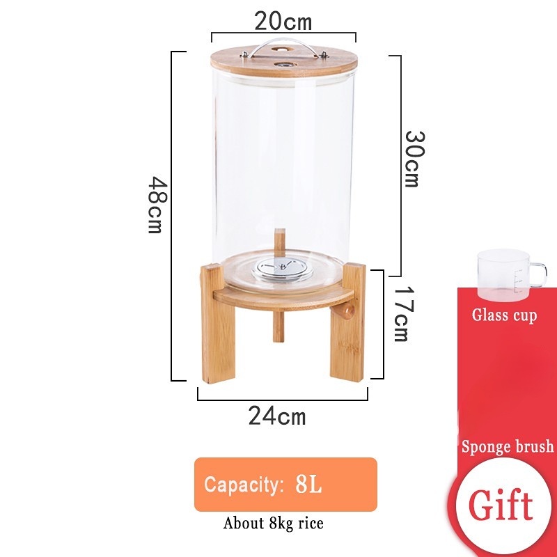 5L 8L Glass rice dispenser Rice jar storage Container canister bekas ...