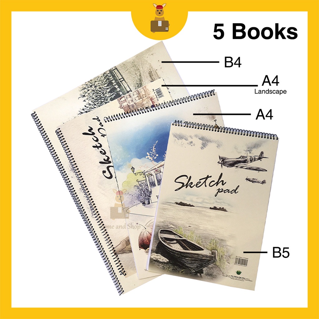 5 Books Sketch Pad A4 \ B4 \ B5 Buku Lukisan Drawing Book (5 Books 15