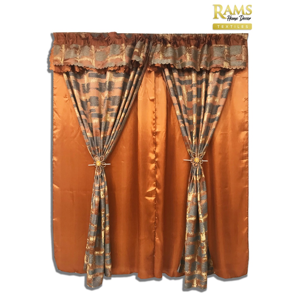 Double Layer Curtain with Attached Valance / Door Window Curtain