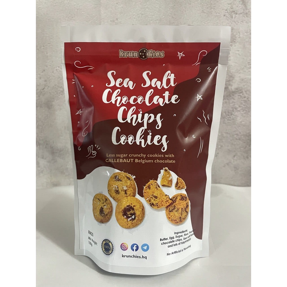 Sea Salt Chocolate Chips Cookies! Crunchy / Callebaut / Belgium