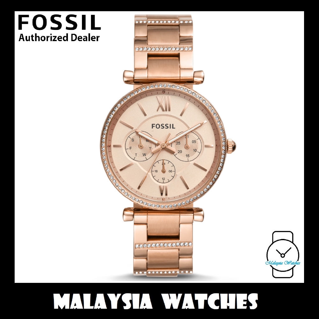 OFFICIAL WARRANTY Fossil Women s ES4542 Carlie Multifunction Rose Gold Tone Stainless Steel Watch 2 Years Warranty Shopee Malaysia