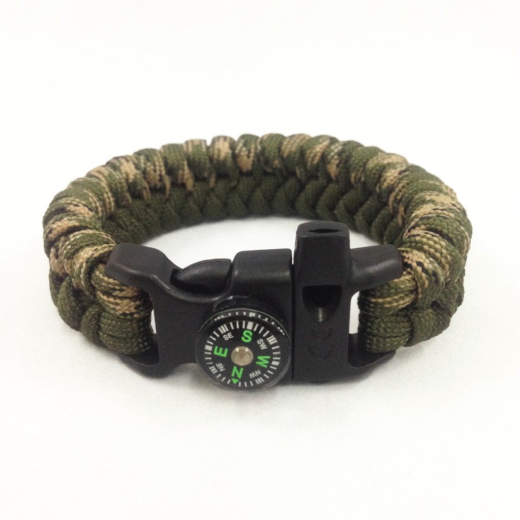 Paracord Survival Bracelet with Compass, Olive Green