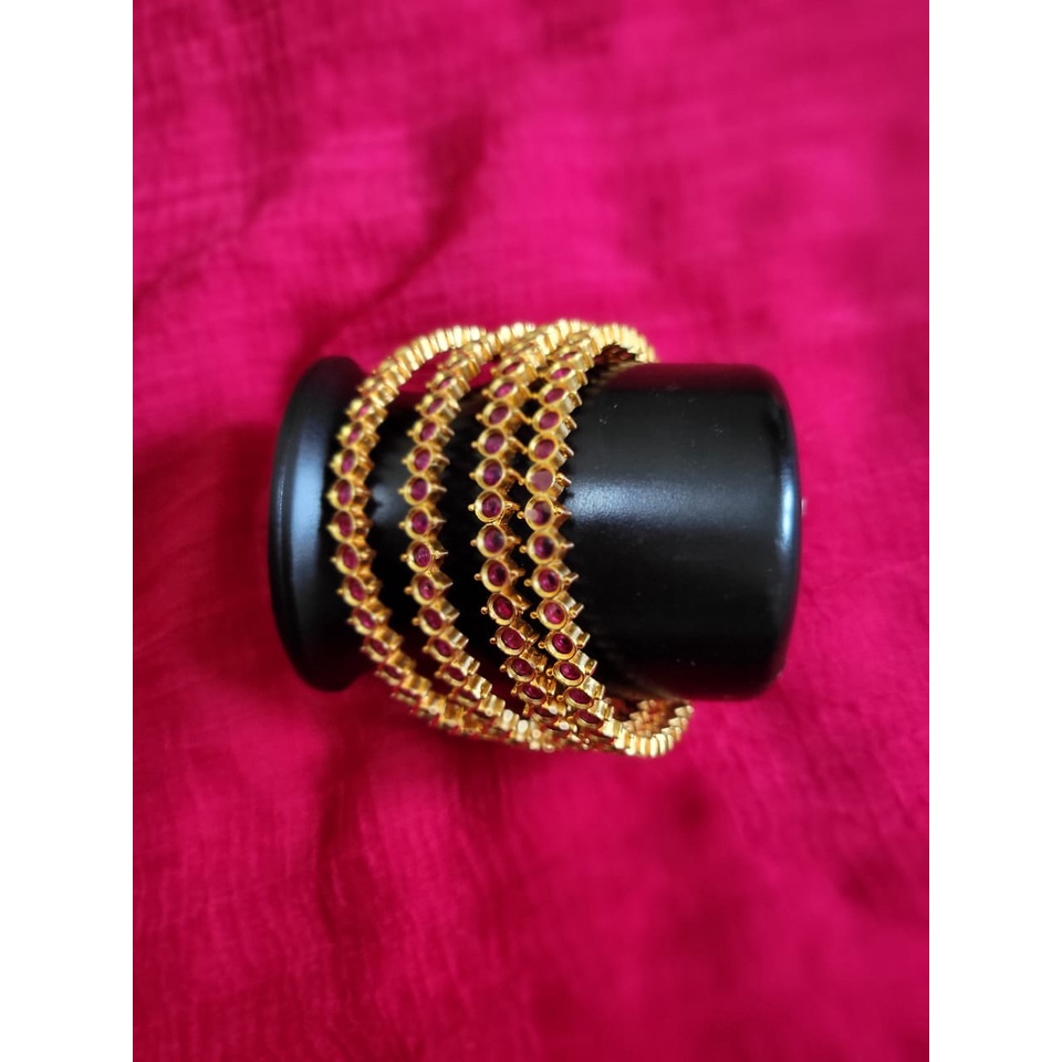 Real Kemp Stones 4 Piece Red Color Bangle | Shopee Malaysia