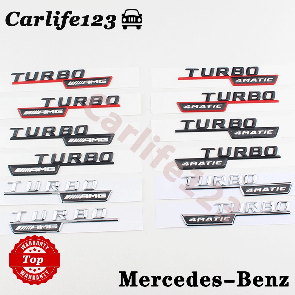 2pcs Mercedes-Benz AMG Fender Emblems Stickers Silver/Black Nameplate