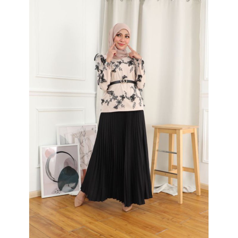 Blouse Top Ropol Ruffle Kembang Butterfly Ready Stock Black White Nude ...