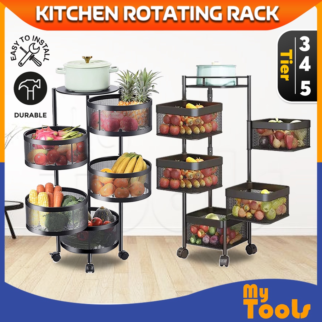 Mytools Stainless Steel Rak Dapur Kitchen Rotating Rack Vegetable Spice ...