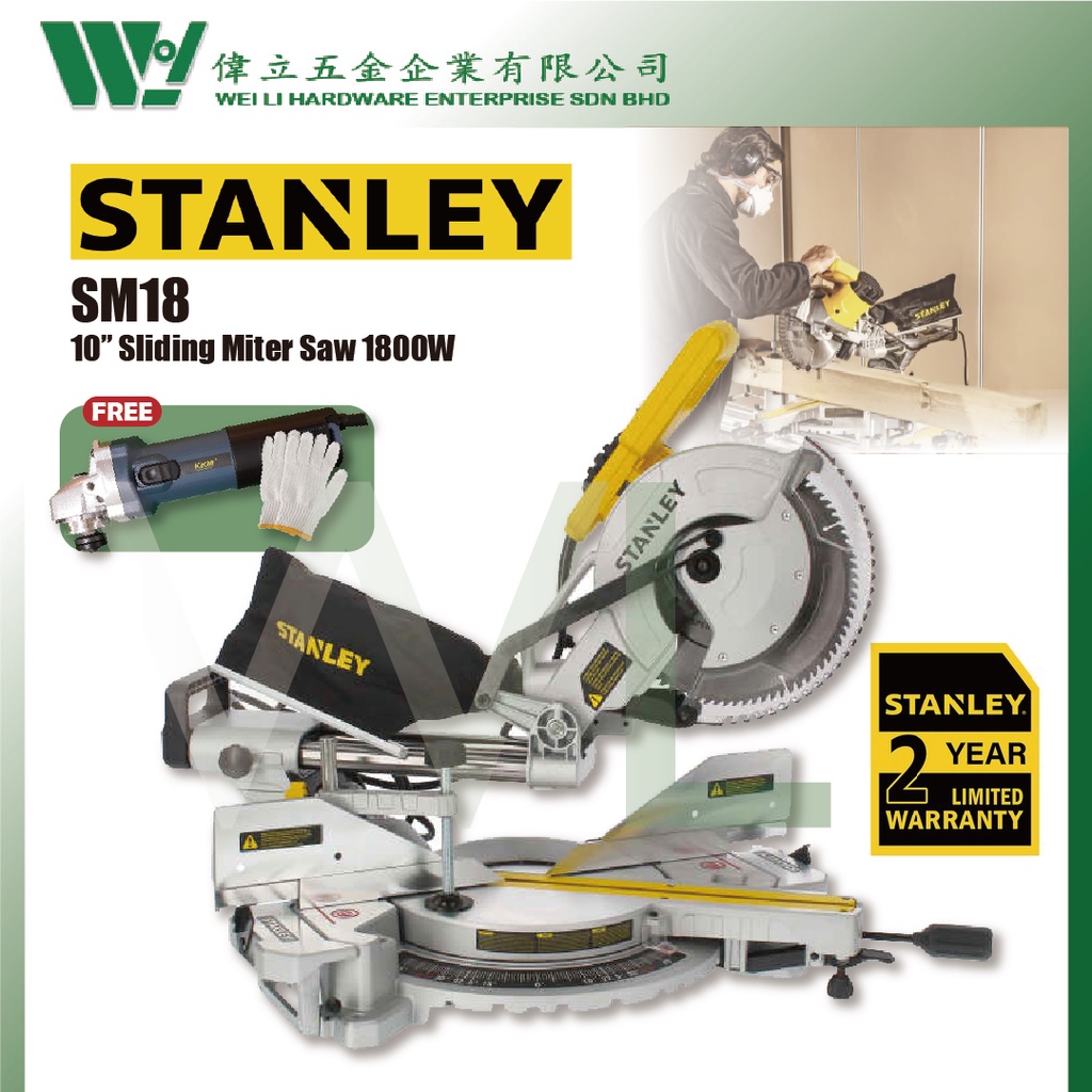 STANLEY SM18 1800W 10" Sliding Miter Saw / miter saw / mesin potong