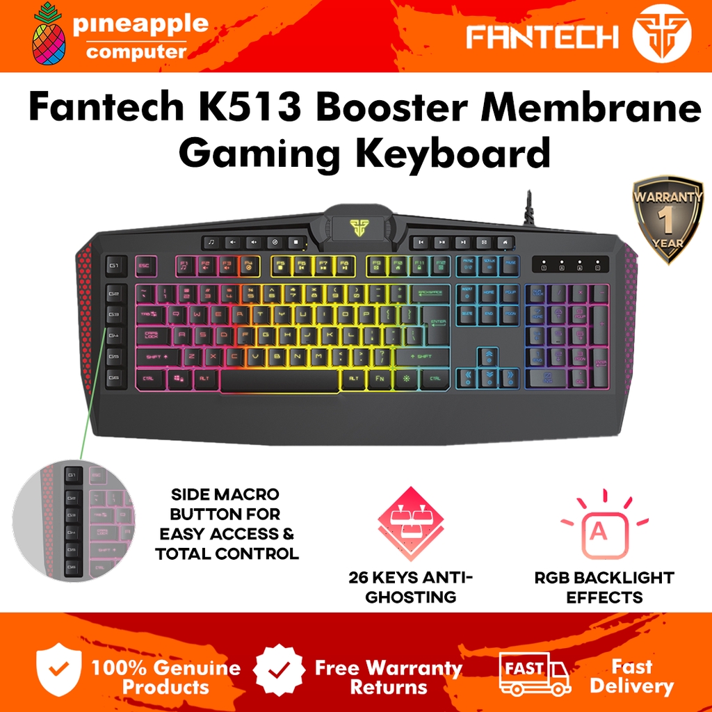 Fantech K513 RGB Professional Macro Gaming Membrane Keyboard | Shopee ...