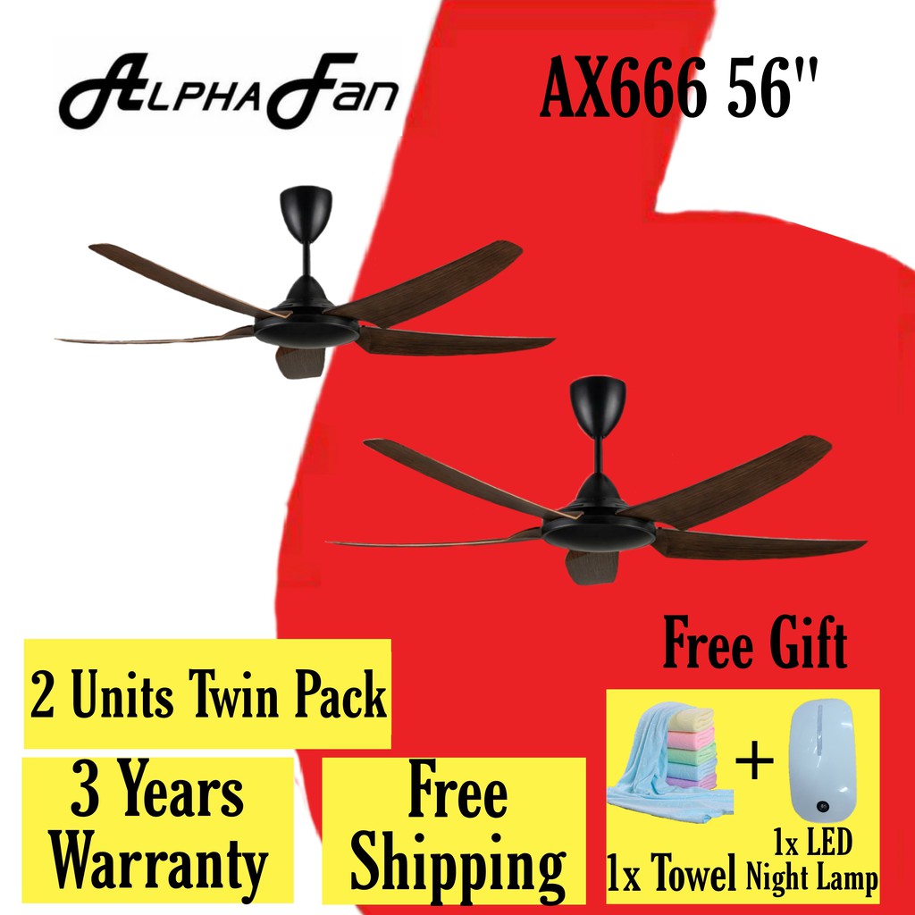 ( 2 UNITS ) ALPHA AX666-5B/56 5 SPEEDS SUPER WIND REMOTE CEILING FAN ...