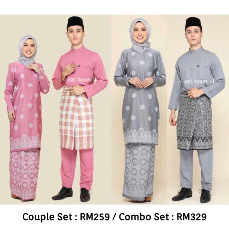 Sedondon Couple Raya 2023 Kurung Moden Songket Printed Baju Melayu