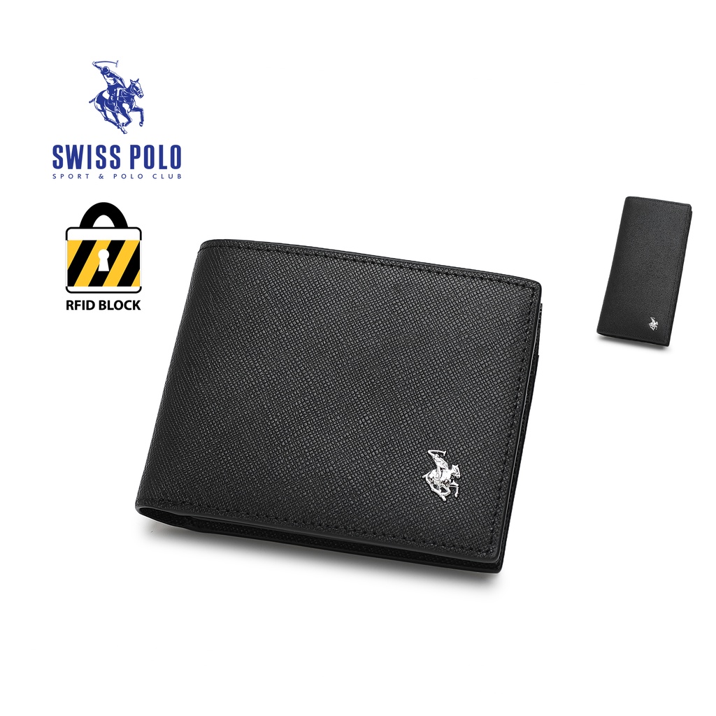 Swiss Polo Genuine Leather RFID Long & Short Wallet SW 179 Series Black