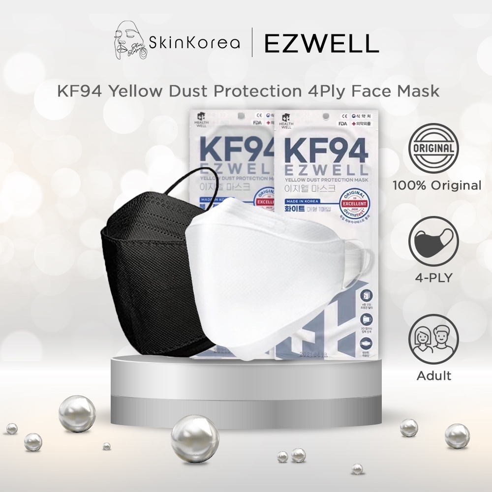 EZWELL KF94 Yellow Dust Protection 4Ply Adult Face Mask 1 Piece ( White