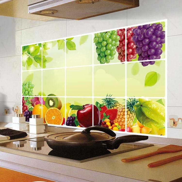 Kertas Dinding Dapur Anti-Minyak / 45X75CM Waterproof Anti-Oil Stain ...