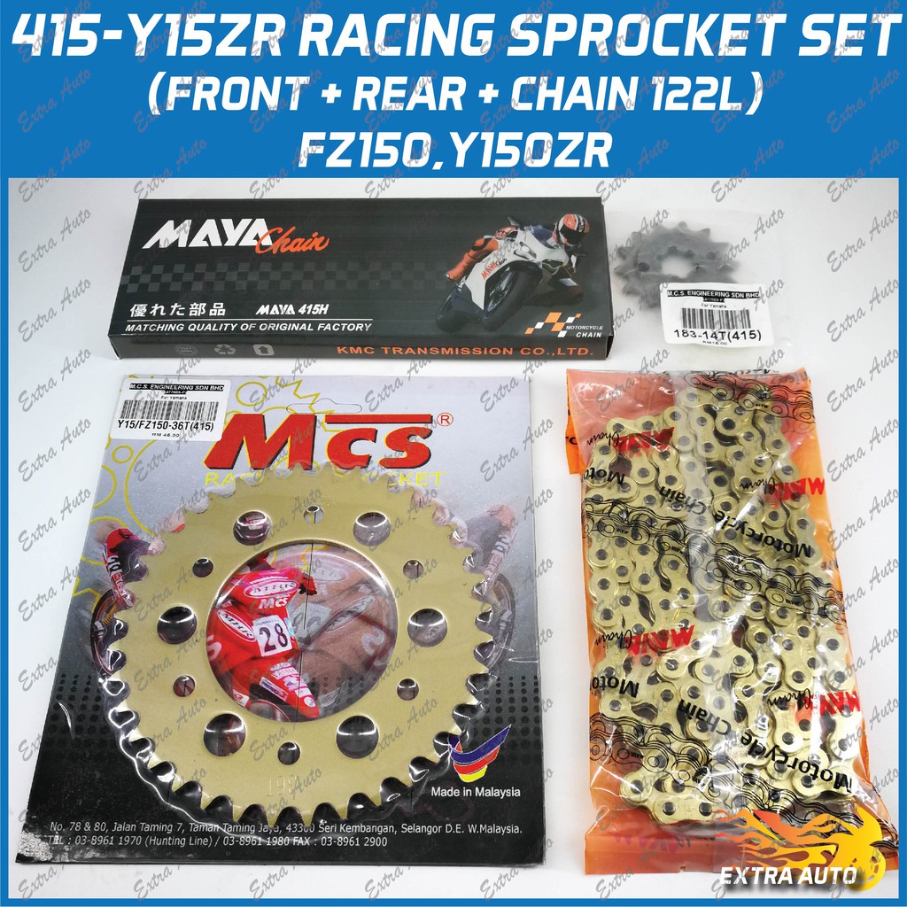 415-Y15ZR Set 35T~42T MCS Racing Sprocket Chain Maya Set Gold Yamaha ...