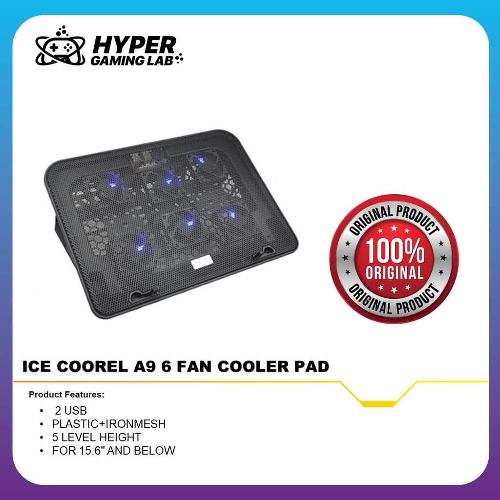 Ice Coorel A9 Laptop Cooling Dual USB 6 Quiet Cooler Pad Fan Adjustable ...