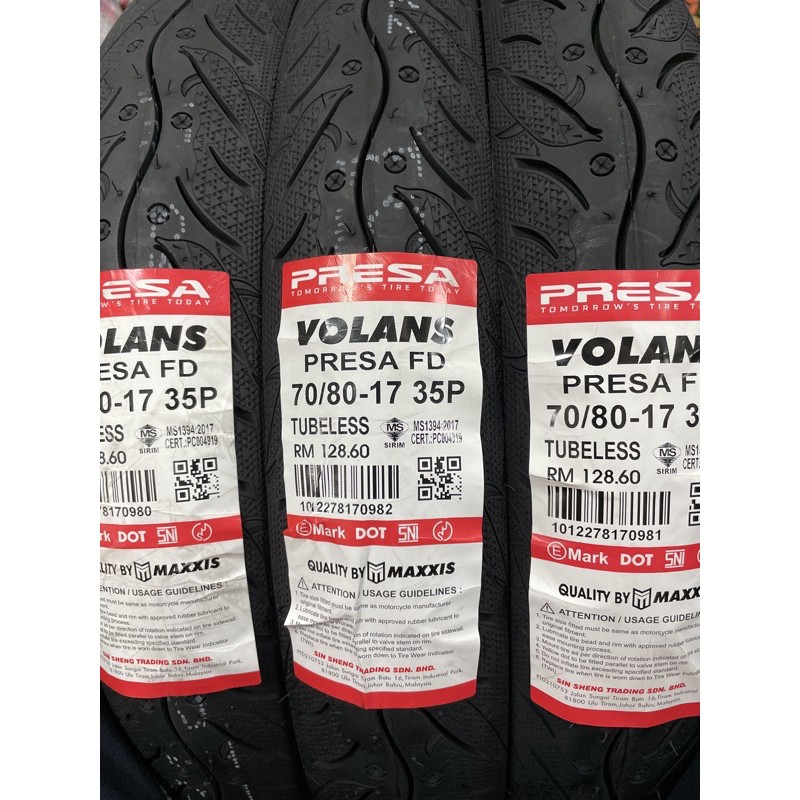 Maxxis Volans Presa FD 70/80-17 35P Tahun tayar 2024 | Shopee Malaysia