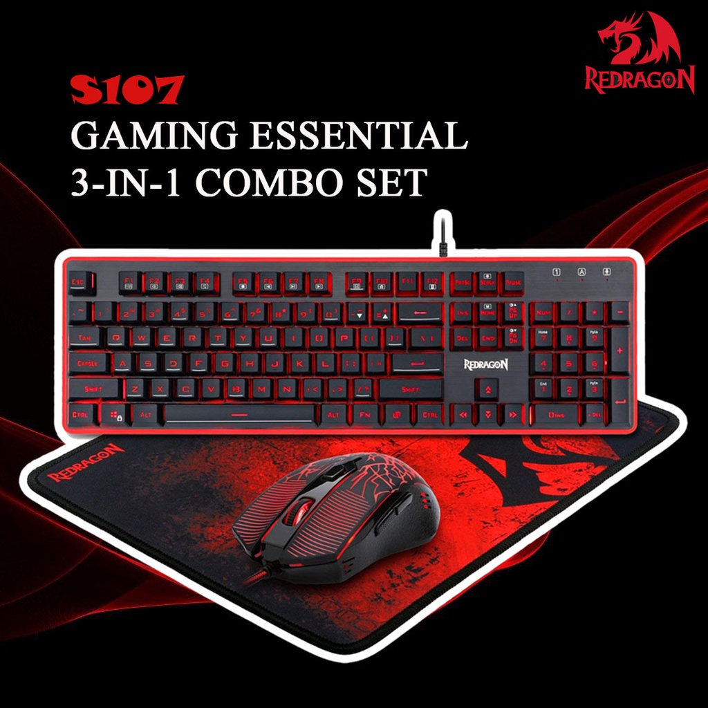 The Redragon S107 Gaming Essential 3IN1 SET Gaming Keyboard Mouse