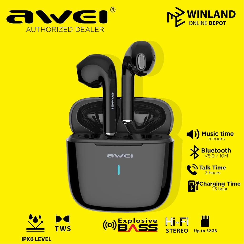 Awei T26 Wireless Bluetooth 5.0 Earphone with Charging Case Earbuds TWS headset