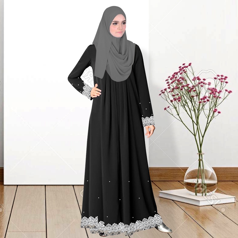 Jubah plain – Jubah Abaya Muslimah Como Crepe – Top Pleated Jubah