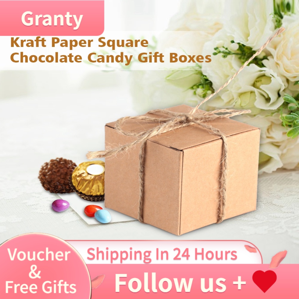 50PCS/LOT paper flower gift box pink red green Square Wedding Favor Boxes  party candy craft kraft sweet lovely cute gift box