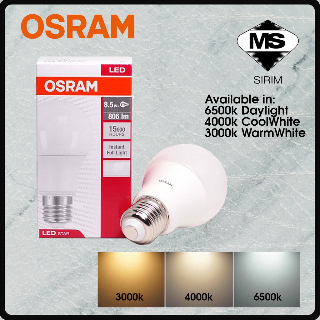OSRAM 8.5W 6500k 4000k 3000k A60 CLASSIC BULB Shopee Malaysia