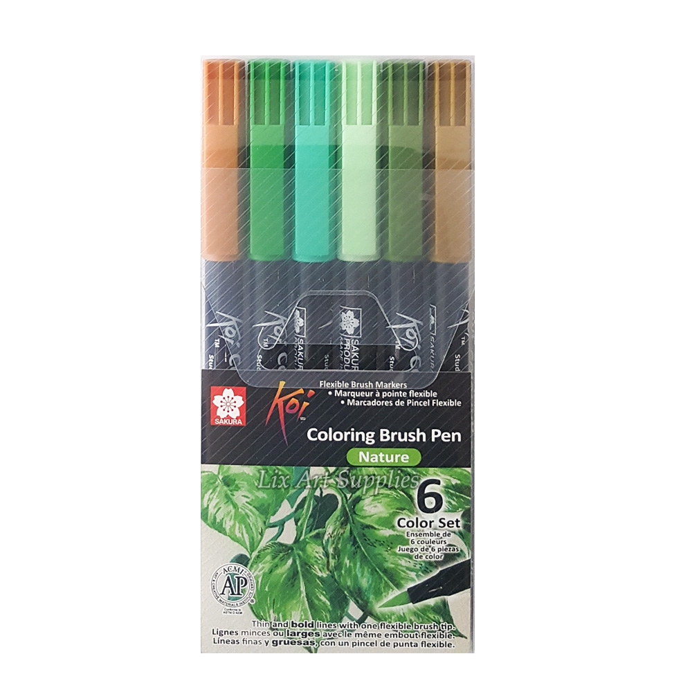 Sakura Koi Coloring Brush Pen Set of 6 - Nature Color (XBR-6D) | Shopee ...