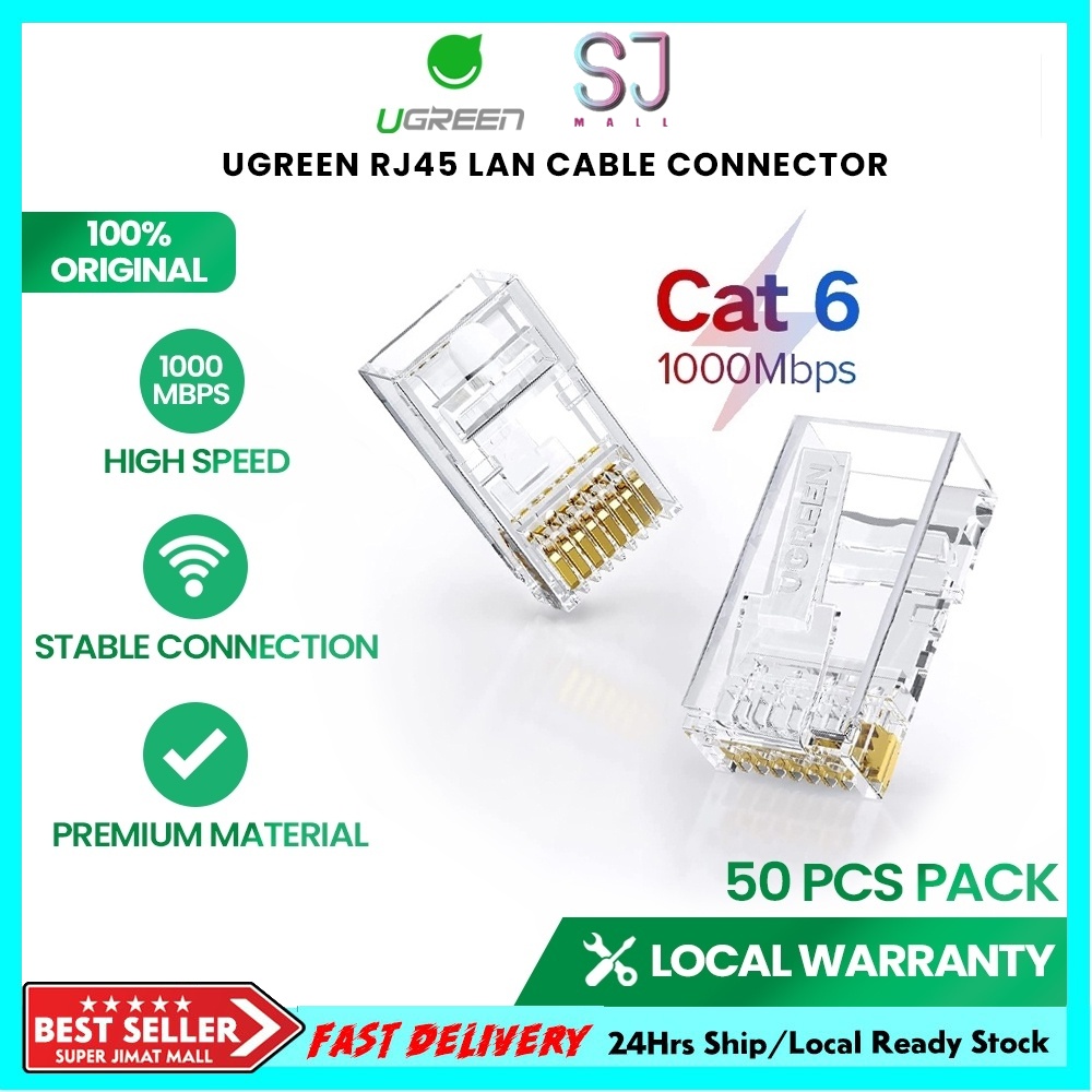 UGREEN RJ45 Connector Cat6 RJ45 Plug Ends Cable Crimp Network