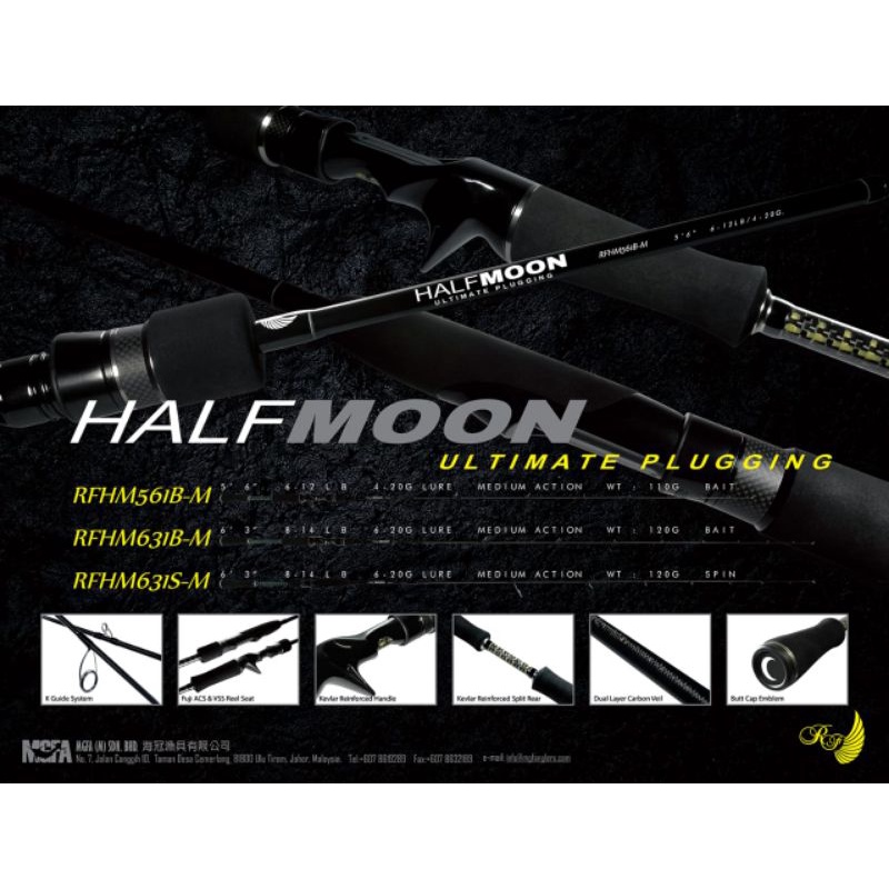 Rodford Halfmoon 631/561 BC One Piece Fishing Rod Shopee Malaysia