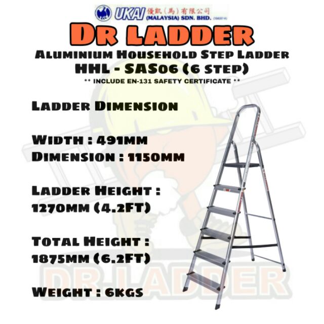Dr Ladder Aluminium Household Step Ladder Load Capacity-150Kgs HHL ...