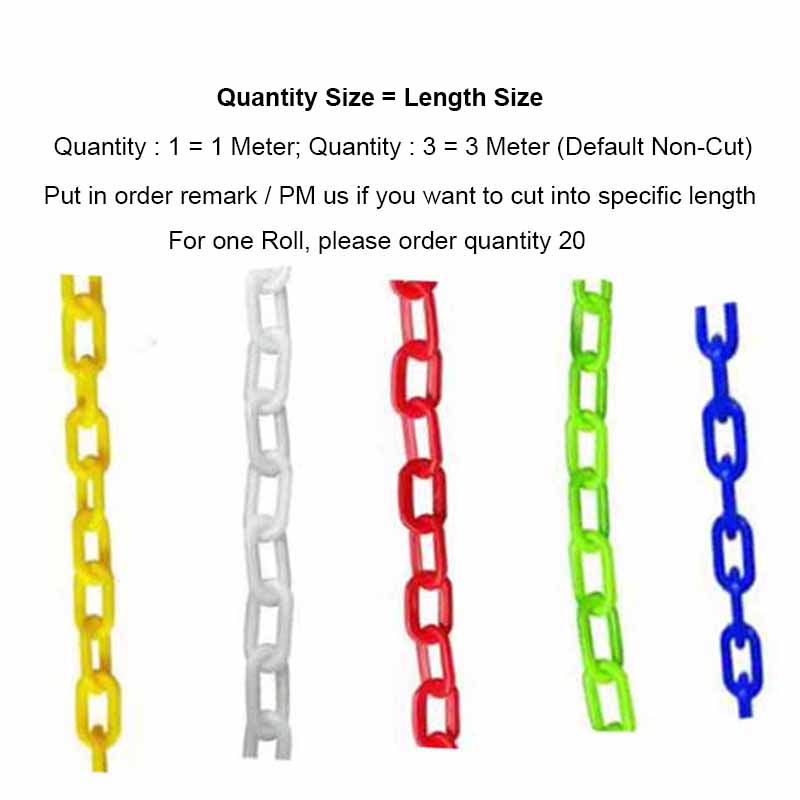 PVC Plastic Chain 6mm / 8mm Red White Yellow Green Blue / Rantai ...