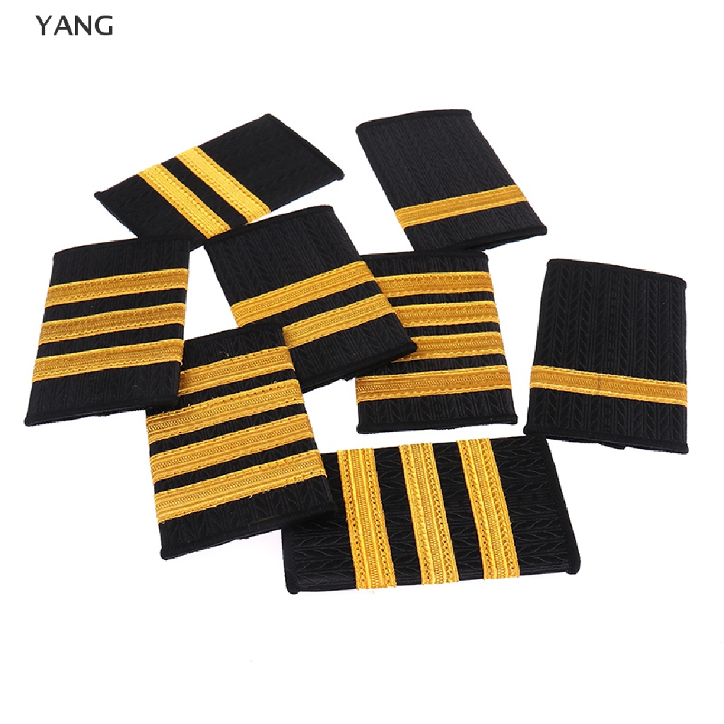 【YANG】 1Pair Epaulettes Professional Pilot Uniform Epaulets Gold Stripe ...