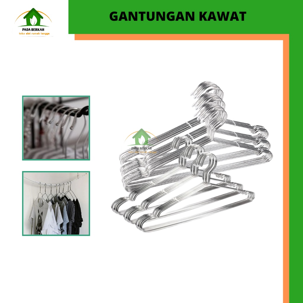 GANTUNGAN Stainless Steel Wire Clothes Hangers Plain Iron Rust Hangers