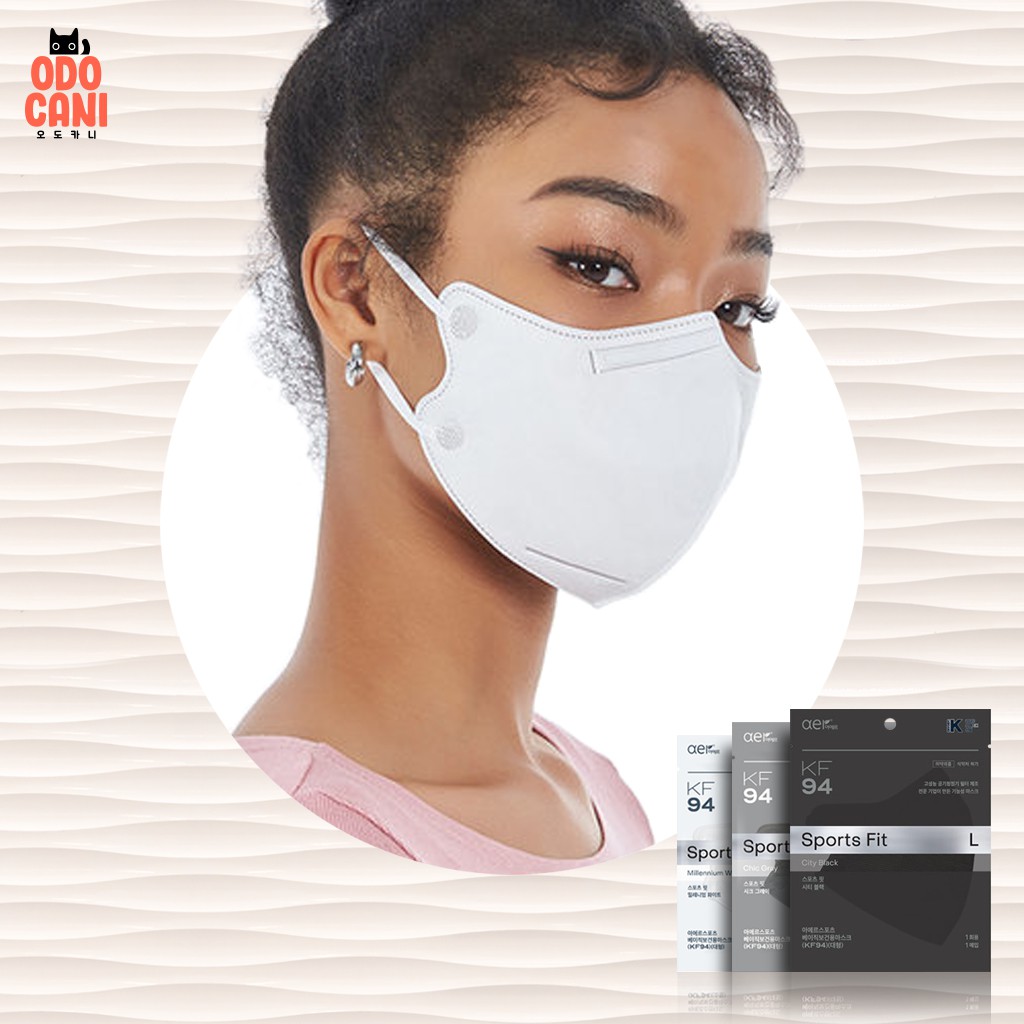 [10pcs] Aer Mask Sports Fit KF 94 Mask Korea ( 4ply mask / black mask / 3d mask / korean mask