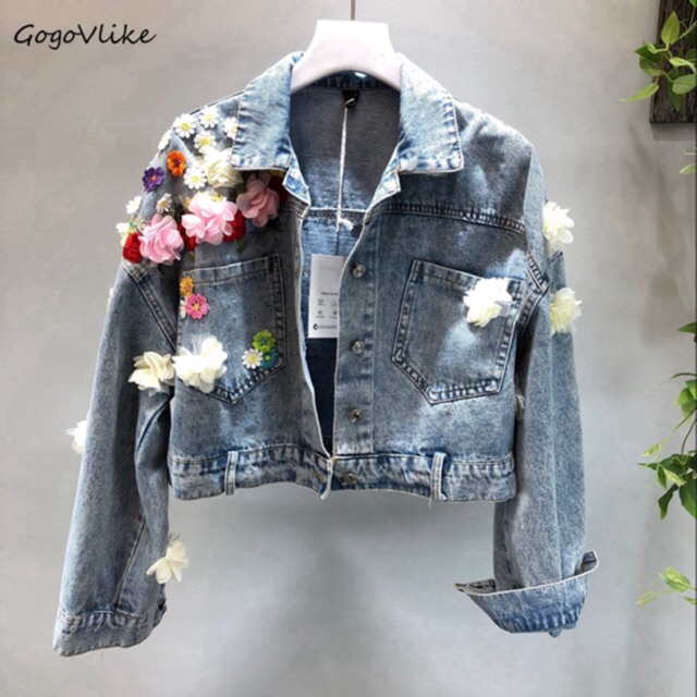 Jeans jacket shop with flowers