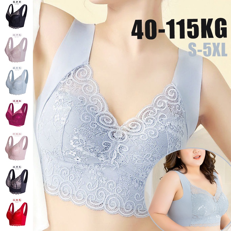 Women's Thin Lace Gathering Bra Solid Color B-cup Soft Breathable Underwear  Beauty U Back Charming Underwired Bralette Adjustable Bra(2-Packs) 