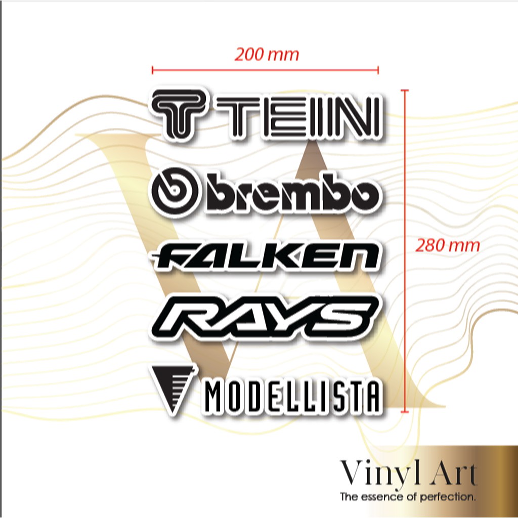 🔥READT STOCK🔥 Vinyl_Art Car Sticker TEIN BREMBO FALKEN MODELLISTA RAYS ...