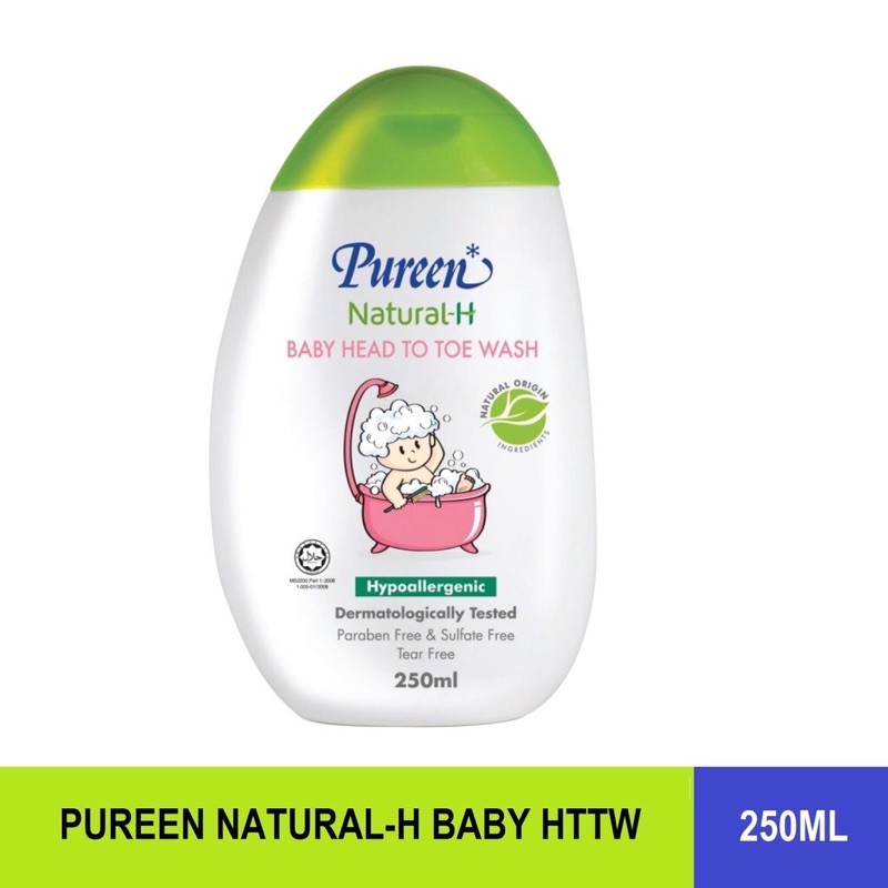 Pureen Natural-H Baby Toiletries Bath, Shampoo, Head to Toe Wash (250ml ...