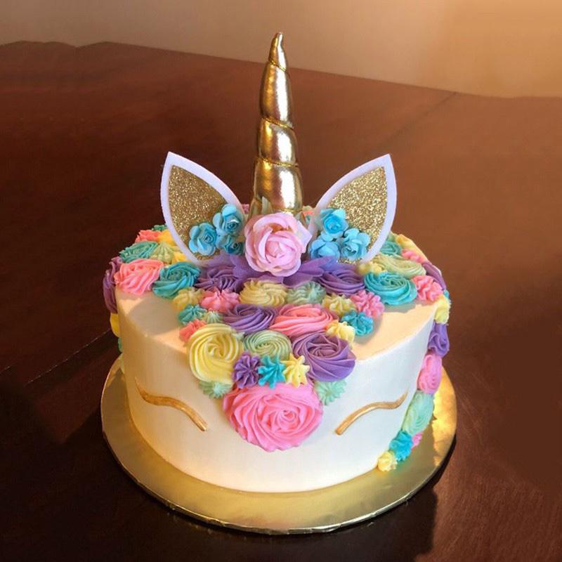 Unicorn Horn Flower Birthday Cake Topper Birthday Cake Decoration 